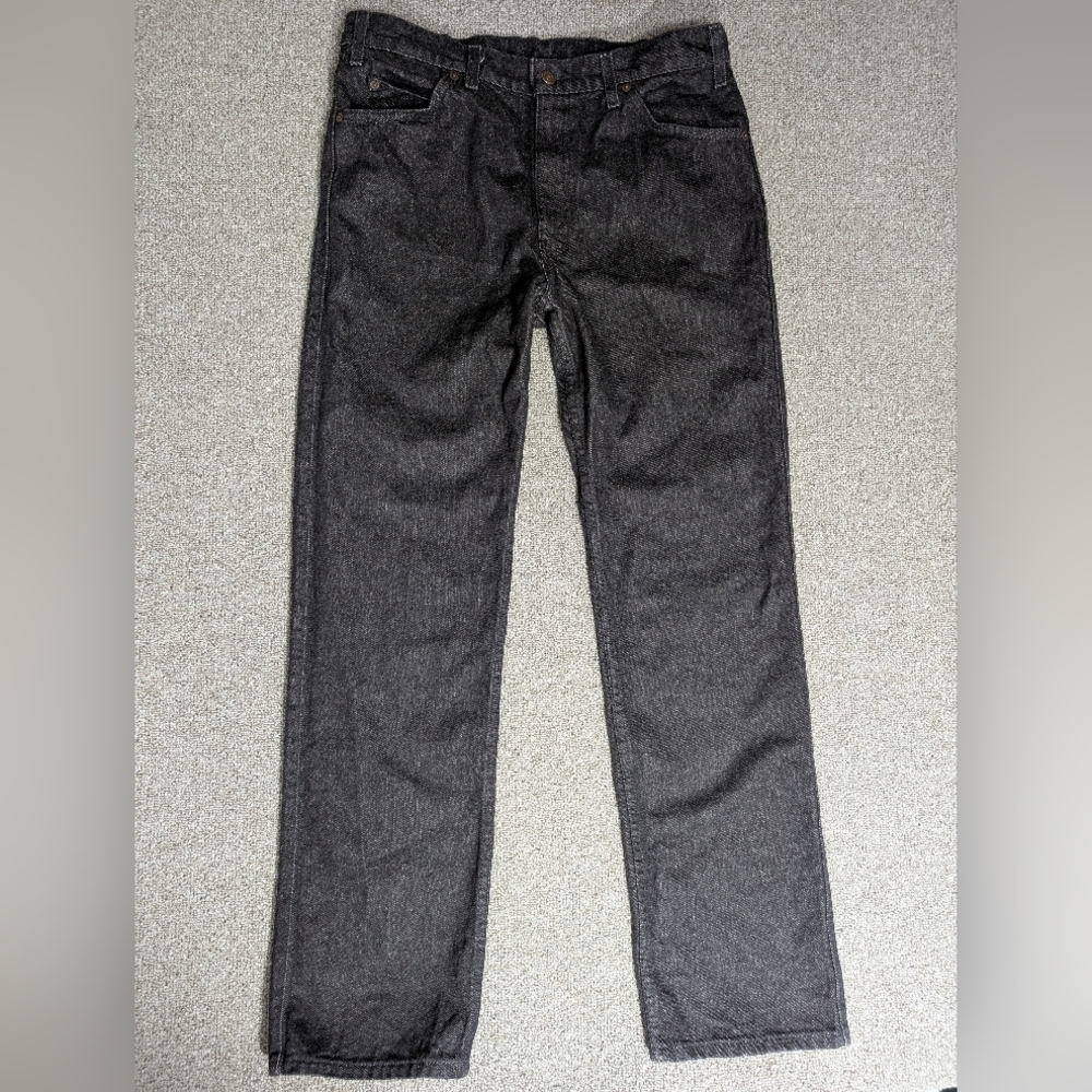 Vintage 80s Levi's 549 Two Horse Jeans - Size 36x32 Black Straight Leather Tab